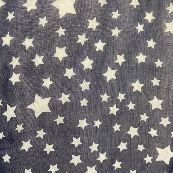 Star Print Lattice Sleeveless Blouse M Tie Waist Collared Caged Navy Blue Top - Picture 8 of 13